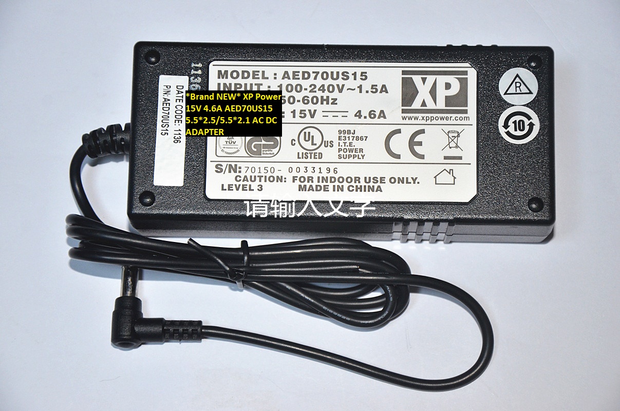 *Brand NEW* AED70US15 XP Power 15V 4.6A 5.5*2.5/5.5*2.1 AC DC ADAPTER